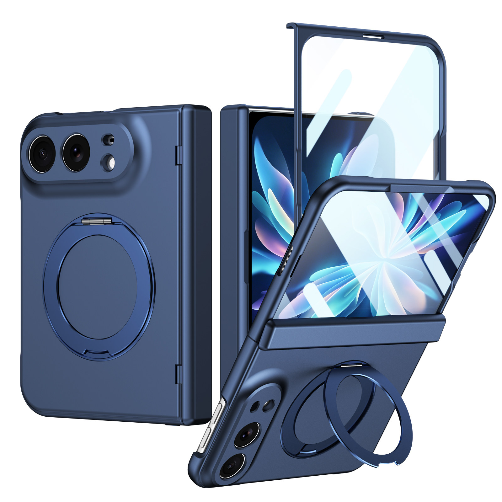Style 3 — Integrated Film Magnetic Stand Rotating Ring Lens iPhone Case
