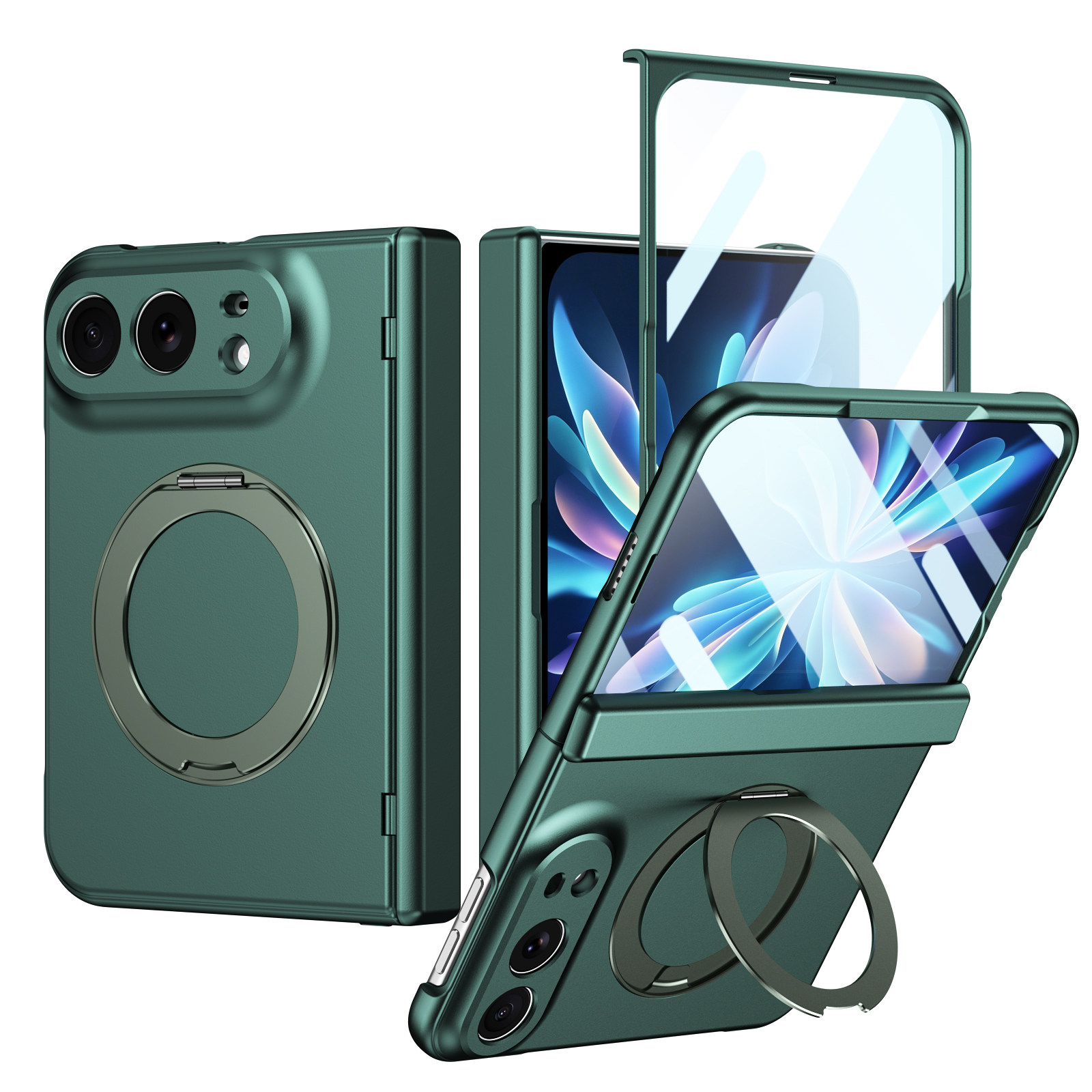 Style 5 — Integrated Film Magnetic Stand Rotating Ring Lens iPhone Case