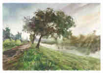 Pure hand-painted original watercolor landscape figure painting pure hand-painted landscape painting gouache watercolor painting architectural sketching