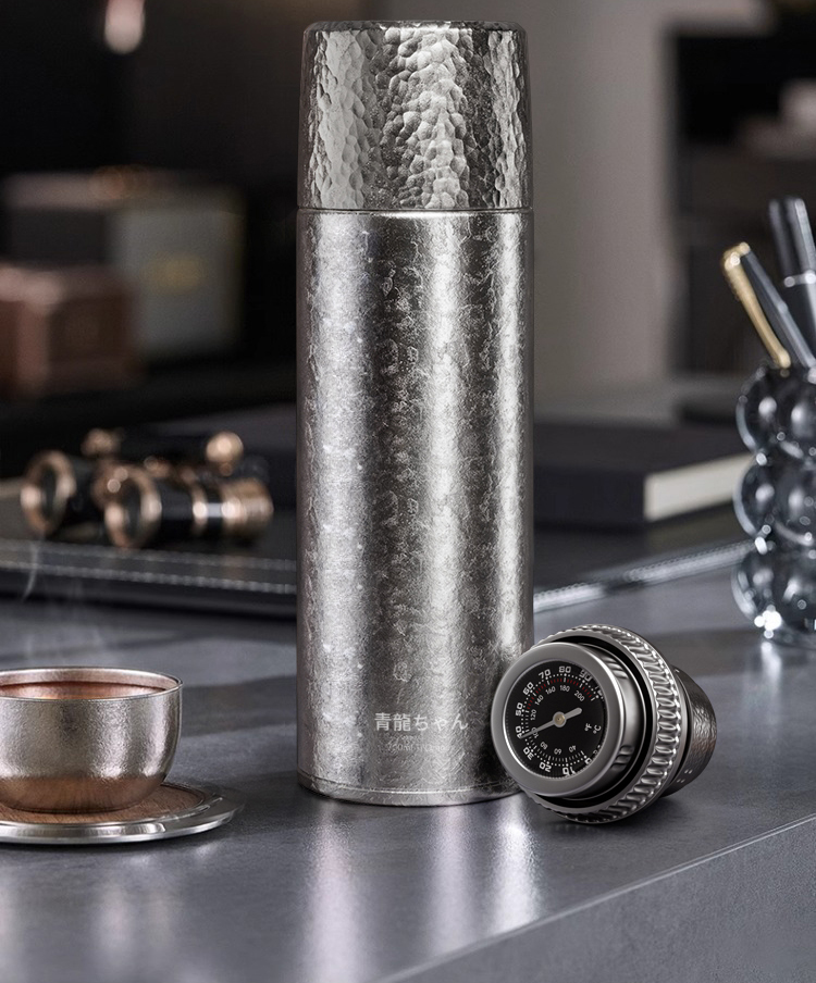 純銀杯 2個 合計約202g 純鈦保溫杯男士高檔款女士鈦製雙層茶杯大容量鈦杯480ml