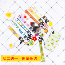 Cartoon mobile phone shell lanyard short widened version of the female fabric wrist rope key chain pendant cute personality couple