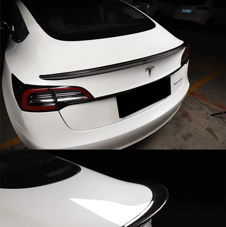 Thích hợp cho Tesla Tesla model 3 cánh sau bằng sợi carbon trang trí phụ kiện trang trí cánh lướt gió lớn bao quanh - Sopida trên