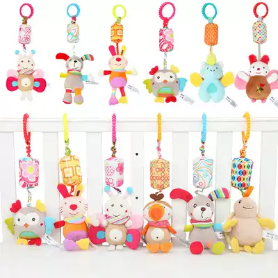 BBSKY baby car hanging rattle toy baby cartoon animal lathe pendant wind chime soothing plush toy