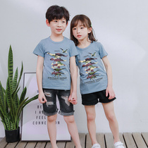 Childrens clothing boys cotton short-sleeved 22 new summer childrens girls half-sleeved t-shirt tide childrens baby clothes