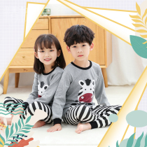 Childrens autumn clothes long pants thin cotton underwear suit boys and girls middle and big childrens underwear cotton sweater baby pajamas