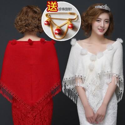 Wedding Gown Wedding Dress Wedding dress Shoulder Qipao Chic Bridal Bridal Cape Spring Autumn Summer White Red Large Size for Covering Arms