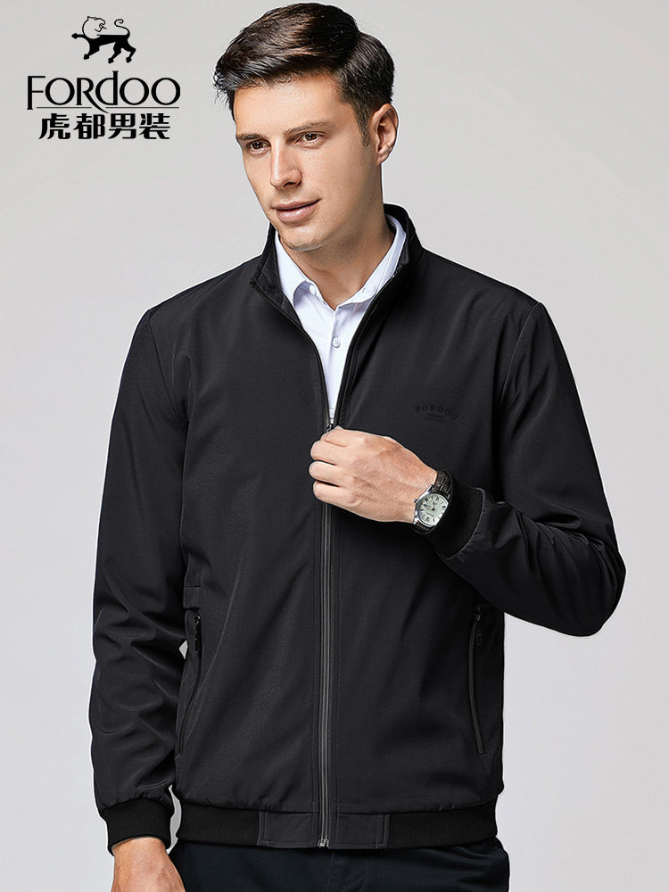Hudu Men's Jacket Men's 2022 Spring Outerwear Middle-aged Youth Spring and Autumn Casual Business Stand-up Collar Men's Jacket