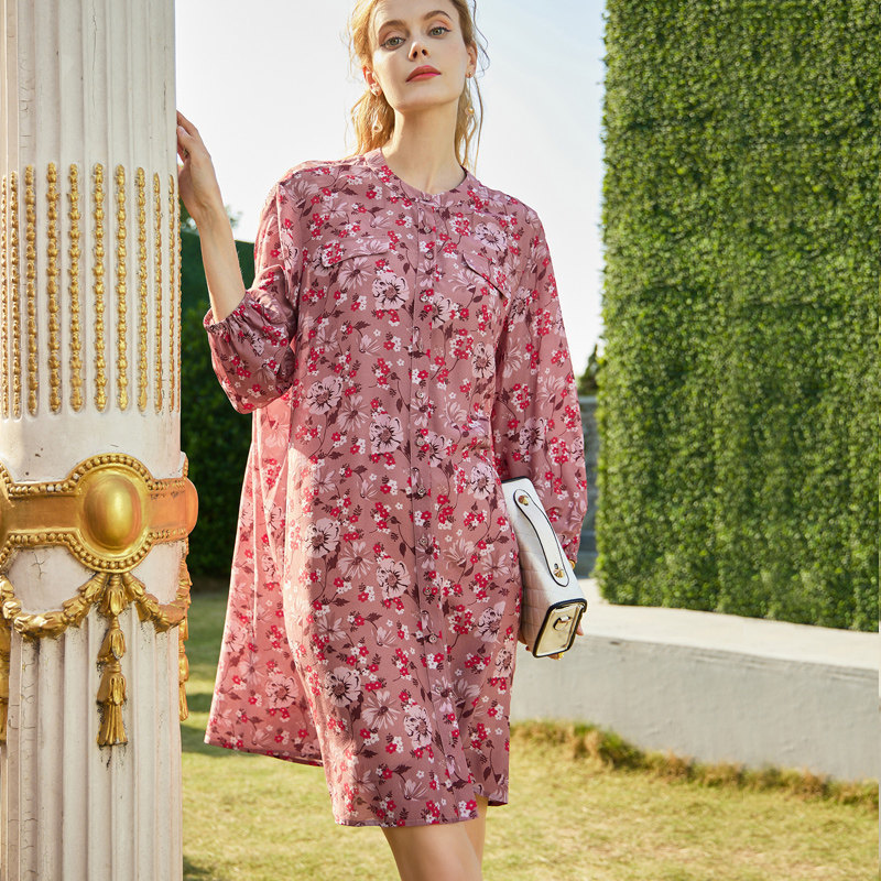 Q6612 Printed Silk Mulberry Silk Dress Silk Skirt for Women