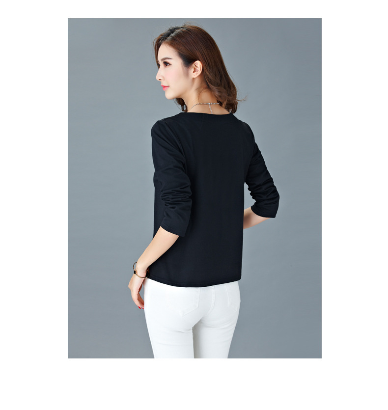 Phụ nữ trung niên mới 30 - 40 tuổi mẹ tải xuân và cotton mùa thu quần áo rộng tay áo thun dài tay hoang dã áo thun nữ form rộng dễ thương