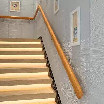 Against the wall wooden stair handrail Solid wood European-style household kindergarten elderly indoor villa non-slip handrail simple ellipse