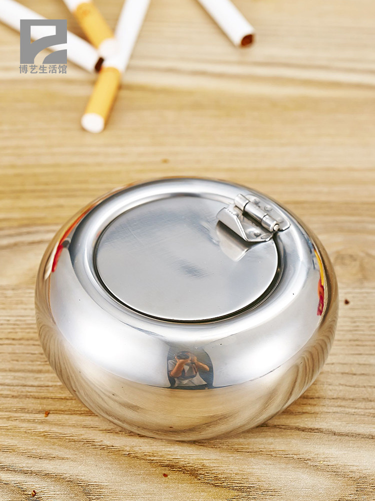 Sealable personalized cigarette cup Creative thickened drum-shaped ashtray with lid Stainless steel fashion bar supplies