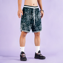 Basket Cashew Nuts Flowers Basketball Shorts Male Knit 50% Pants Loose Speed Dry Sports Pants American Though Kneecap Pants Summer