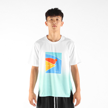 Basket new short sleeve T-shirt mens gradual change color sportswear split training suit quick-drying clothes fitness basketball warm-up tide