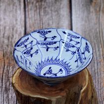 Imitation ancient porcelain late Qing flower hand painted tangled branches Bamboo Hat Bowl Old Stock Old Goods Old Goods Ancient Play Collection Antique Pendulum Pieces