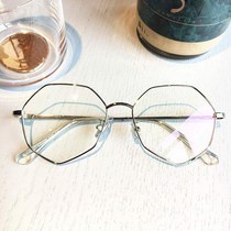 Myopia frame female Korean version of tide has degree retro Super light polygon flat light round face eye frame Net Red Men