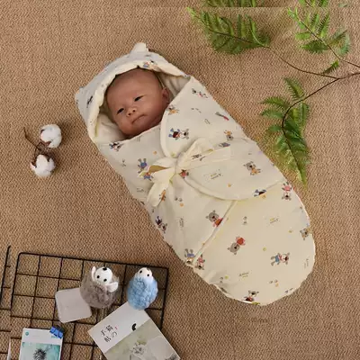 Newborn baby anti-shock handmade cotton hugging spring and autumn thin cotton hooded hooded