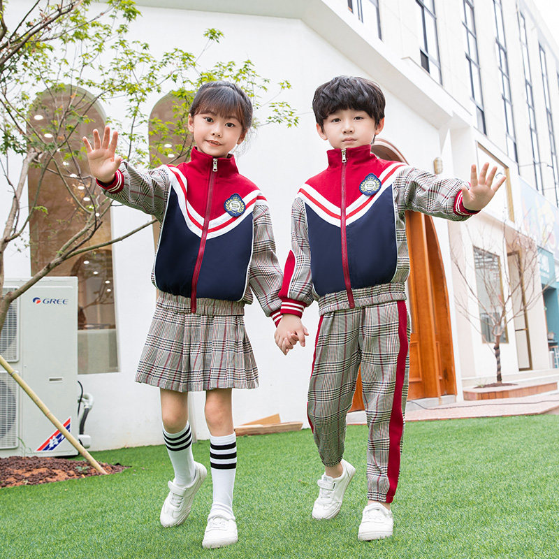 Kindergarten garden uniform spring and autumn clothing British style three-piece first grade children's sports class uniform suit primary school uniform