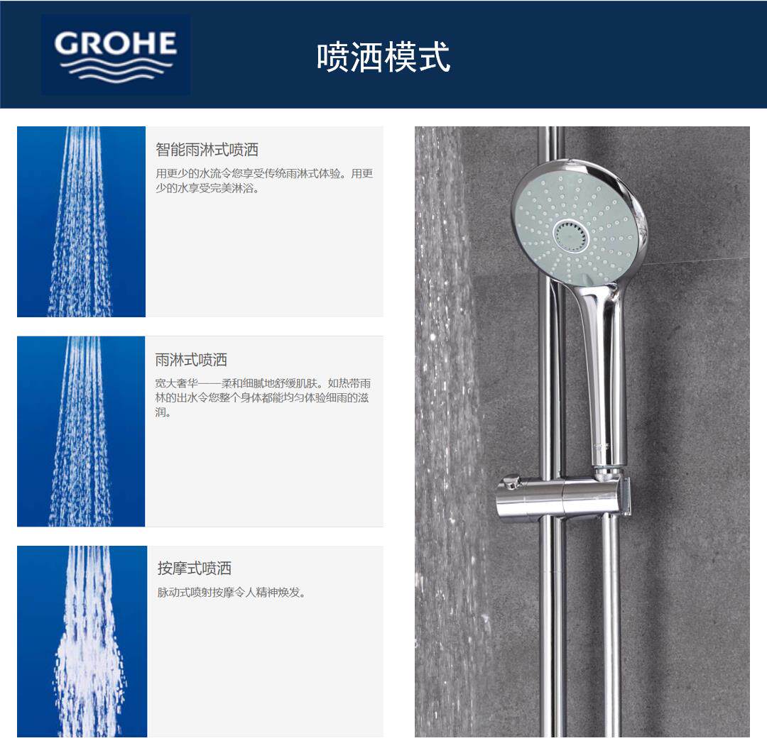 Термостатический набор grohe/高仪原装进口奥菲利亚恒温淋浴系统27296 一体恒温淋浴套装
