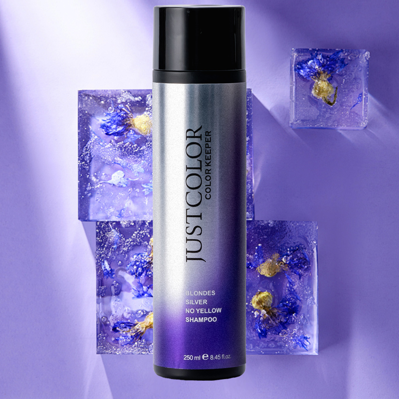 美国JUSTCOLOR紫色去黄洗发水染漂发后抗黄褪黄移黄护色锁色白金