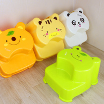 Non-slip thickened childrens tiptoe stool double-layer cartoon bench plastic baby step stool small bench footstool