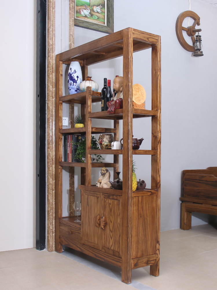 New Chinese style entrance cabinet Black gold wood color brake screen cabinet Solid wood wine cabinet Living room modern simple door partition cabinet