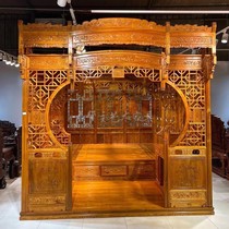 Rosewood canopy bed mahogany Chinese style Ming and Qing antique carved solid wood moon hole step bed classical Qiangong step bed