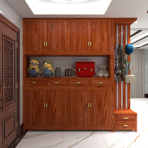 New Chinese Flower Pears Color Door Hall Cabinet Shoes Cabinet Clothes Hat Rack Integrated Elm Doorway Xuewood Doorway Cabinet Bench entrance to the room of the room