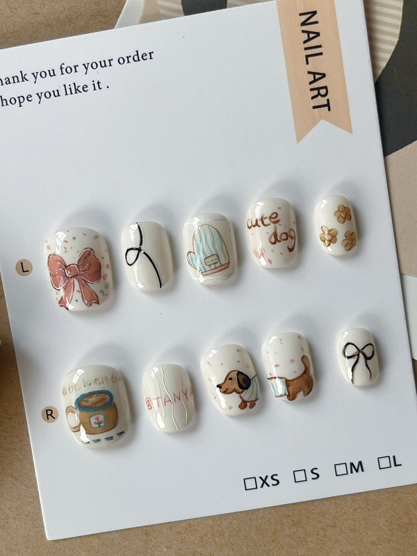 【Artistic Fingernails】Handmade Hand-Painted Wearable Nail Art Cute Dachshund Healing Style ins Designs 【Artistic Fingernails】Handmade Hand-Painted Wearable Nail Art Cute Dachshund Healing Style ins Designs