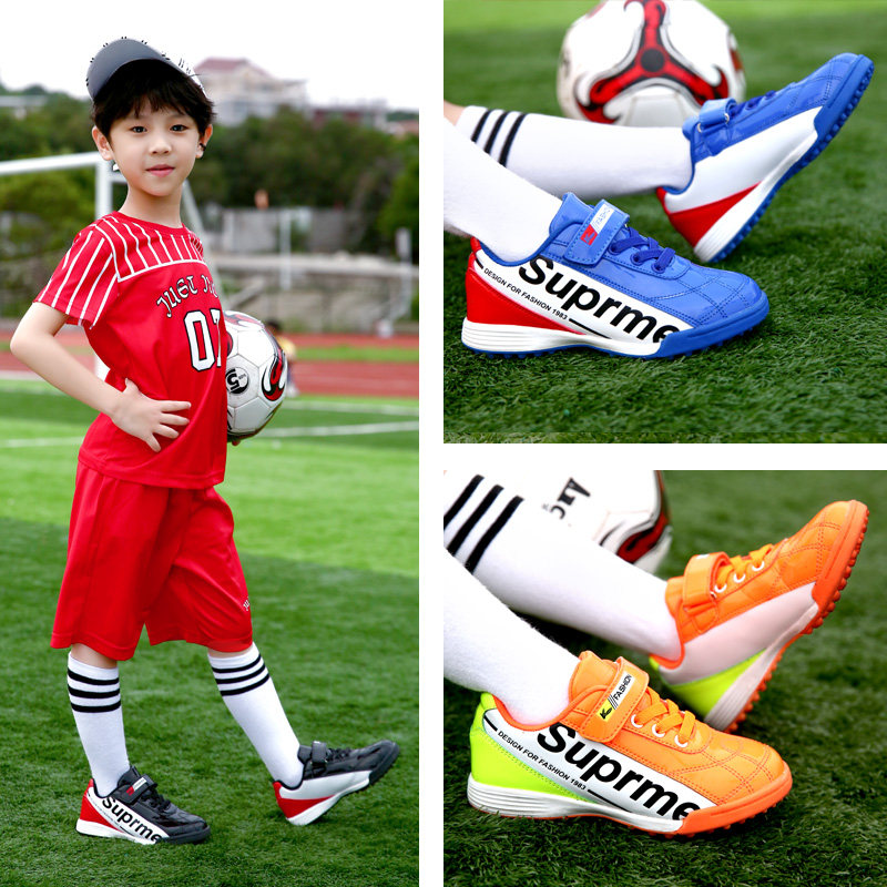 Children Football Shoes Elementary School Students Magic Sticker Nail Orange Fluorescent Green Treasure Blue Red Black Red Small Nails Tf Nail Leather Football Shoes