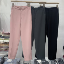 JUICE1810 Korean version High waist loose Thin Western Clothing Pants Women Summer 100 Hitch Casual 90% Smoke Pipe Straight Drum Pants