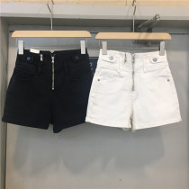 South Korea PUDR personality zipped high waist denim shorts women 2021 summer elastic display slim 100 lap a pair of hot pants tide