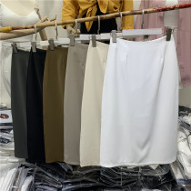 JUICE508 high waist A character Mao suit half body dress woman Winter Korean version straight cylinder open fork in long style bag hip skirt