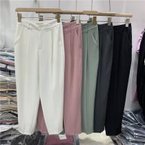 JUICE6003 Korean version with high waist display slim fit pants woman 2022 Summer loose casual pants 90% straight cylinder pants