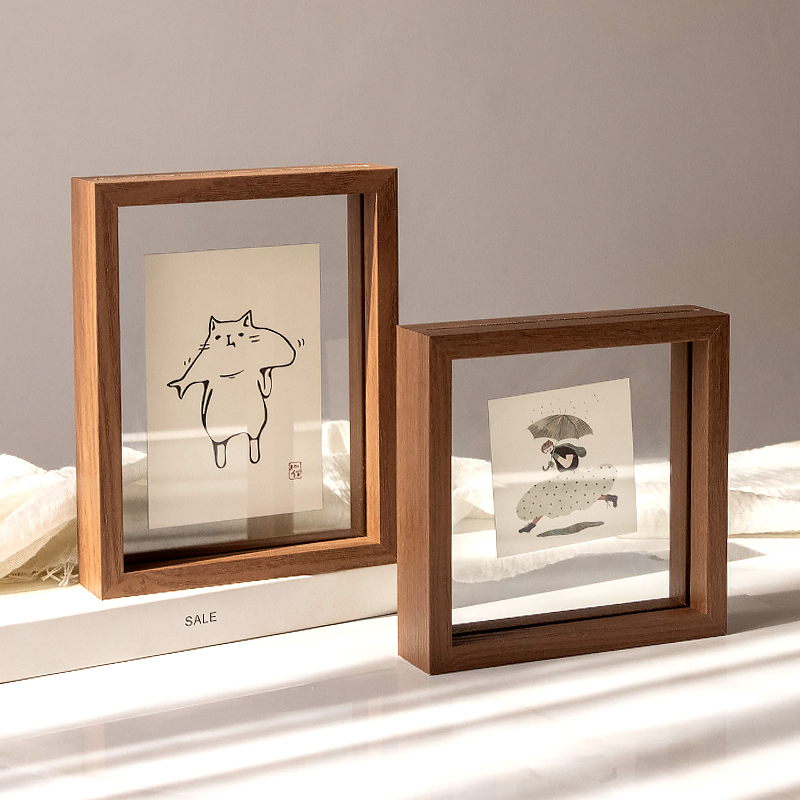 Double-Sided Transparent Photo Frame Display Stand 6inch Calligraphy Ornaments Glass Embossed Polaroid Photo Display Stand DIY Small Picture Frame