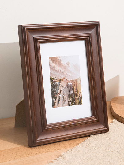 American-Style Retro Photo Frame Display Stand, Exquisite 6inch Creative Solid Wood Desktop Ornaments, Photo Printing, Photo Album Frame, Wall Hanging