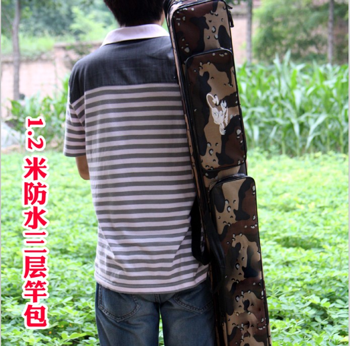 Fishing rod bag 1 2 meters fishing rod bag 2 layers fishing bag Rod bag Soft bag Fishing bag Camouflage bag