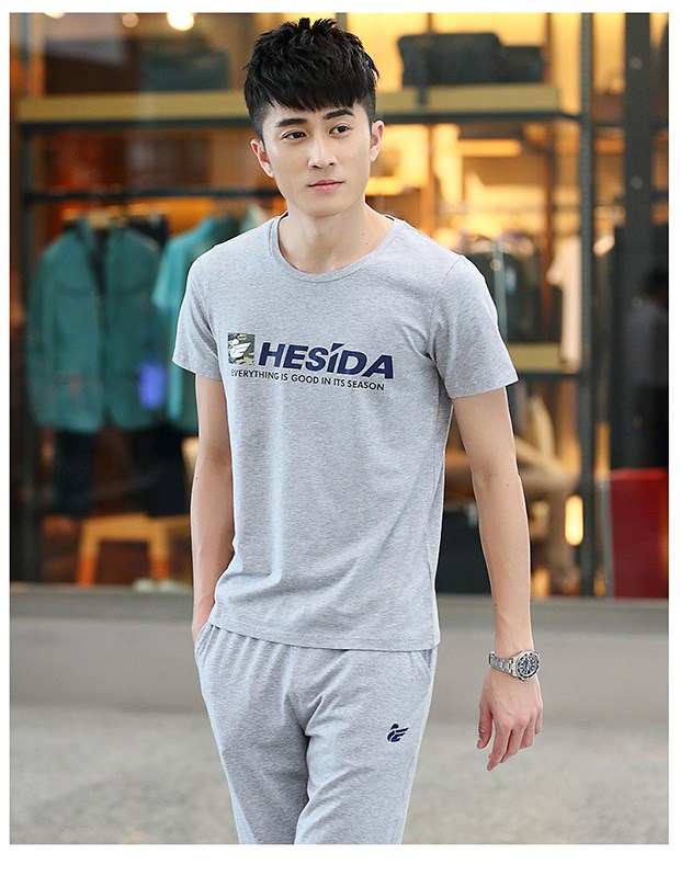 Bộ đồ thể thao nam mùa hè cotton tay ngắn quần giản dị hai mảnh mùa hè xu hướng phần mỏng chạy bộ thể thao - Thể thao sau bộ quần áo the thao thu đông nữ
