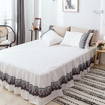 Cotton bed skirt embroidery Lace Solid color bedspread Cotton protective cover Bedding can be customized with four sets