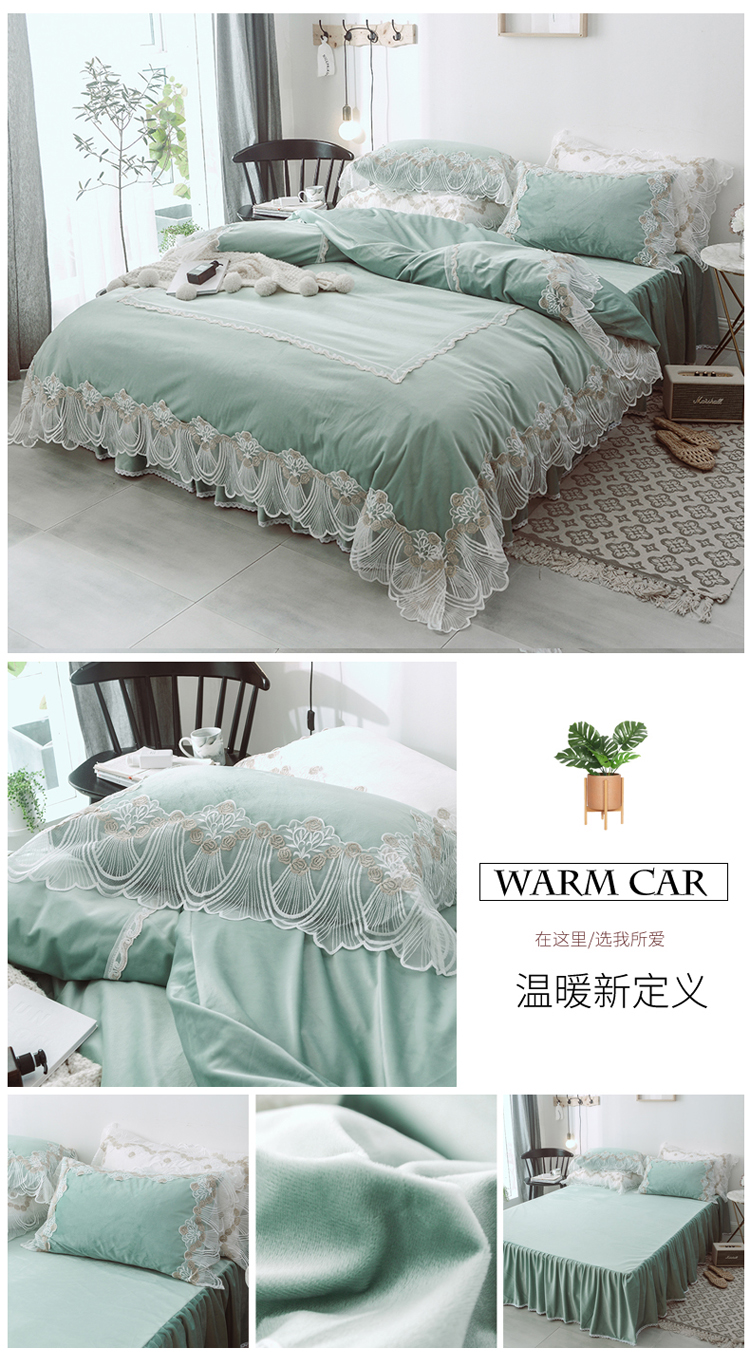 Tinh Thể Màu Tinh giường nhung váy bedspread đơn giản và có thể được tùy chỉnh dày ấm luật nhung san hô Levin giường nhung che 1.5 / 1.8 - Váy Petti 	chân váy giường