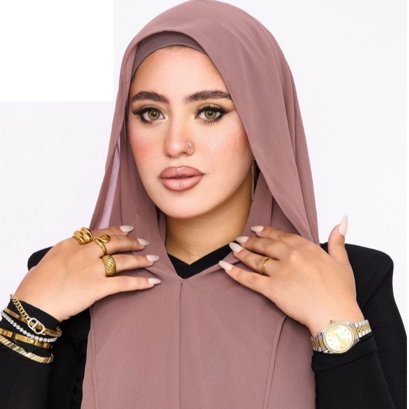 Dubai Arabian Indonesian Malaysian Ethnic Style Magnetic Buckle Integrated Set Headscarf for Women