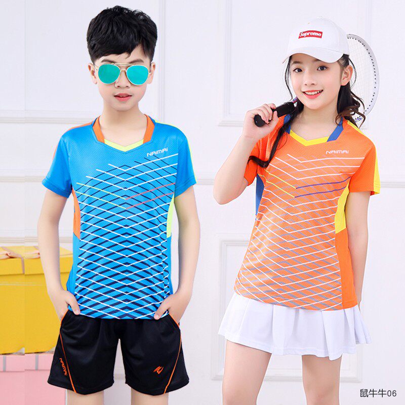 Children's badminton clothes set Girls short-sleeved table tennis clothes boys tennis clothes students quick-drying training class uniforms