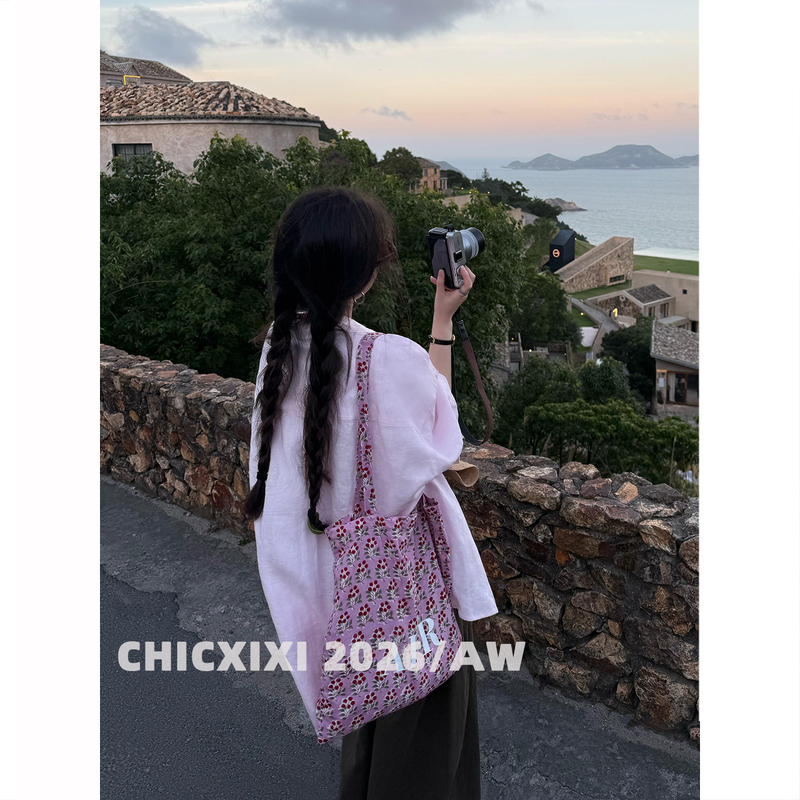 Chicxixi 2026/Aw Relaxed Summer Old Money Vacation Style Lazy and Breathable Loose Pink Shirt Top Chicxixi 2026/Aw Relaxed Summer Old Money Vacation Style Lazy and Breathable Loose Pink Shirt Top