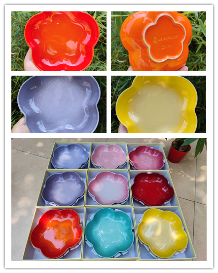 French LE CREUSET Color Flower Dish 2 piece European dessert afternoon tea fruit household