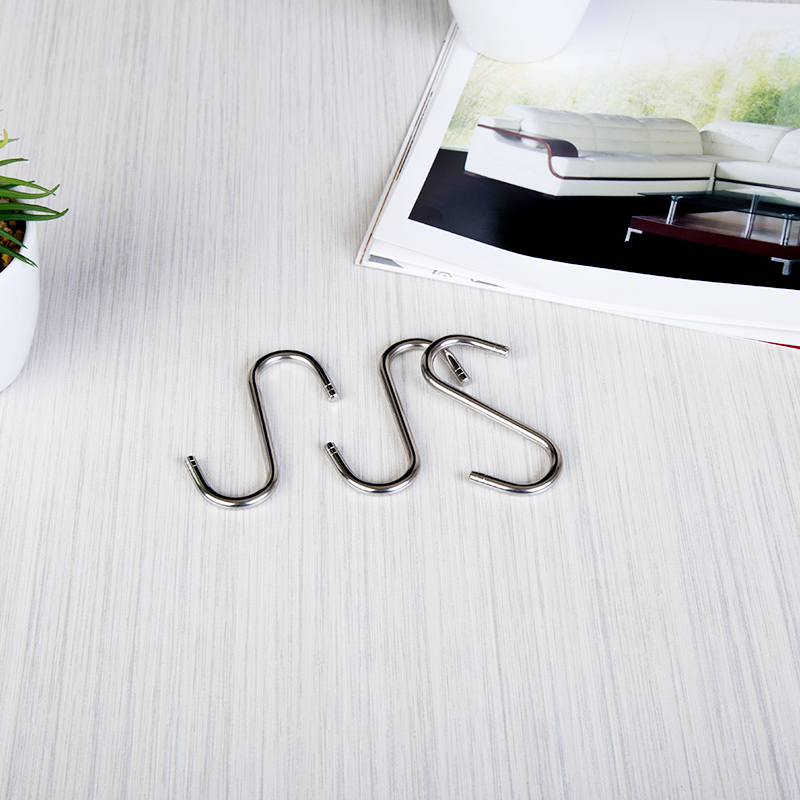 Stainless Steel Kitchen S Type Hook Wall Hook Dormitory Hook Hung Hanger Wall-mounted Creativity S Hook Cap Shelf