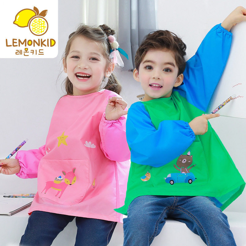 Baby Hood Clothes Boy Long Sleeve Meal Bib Water Resistant Anti-Dress Eating Children Apron With sweaters Jacket Hood girl