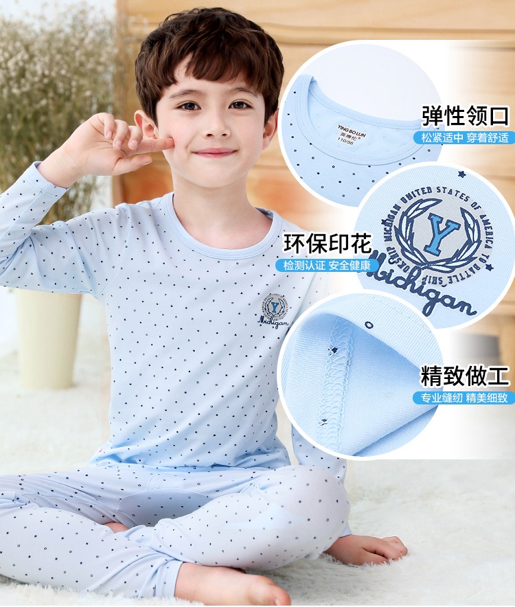 InBron bộ đồ lót trẻ em mới cho bé trai modal cotton lớn quần áo trẻ em mùa thu quần áo mỏng phần đồ ngủ dài tay quần áo trẻ em 10 tuổi