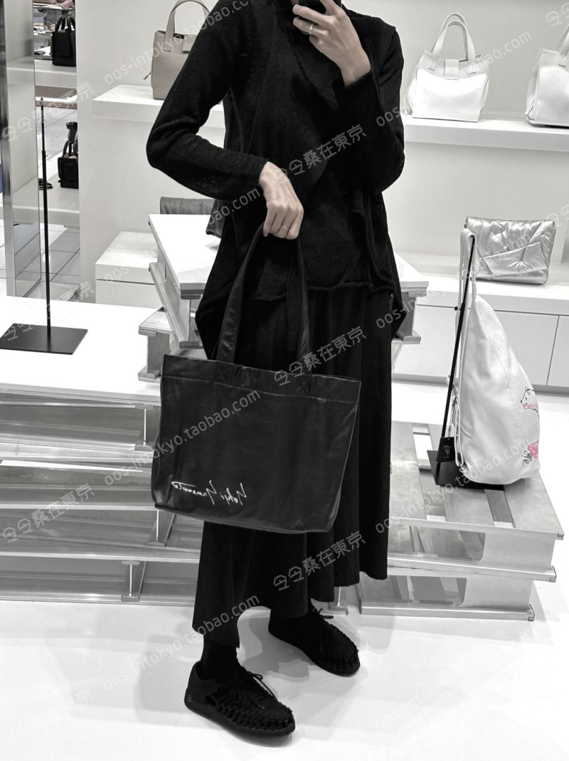 Сумка 定番！日本代购 yohjiyamamoto discord 牛皮签名logo 手拎单肩包