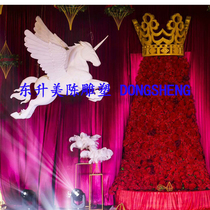 Large foam sculpture Crown Roman column Rose Castle arch carving Wedding wedding stage set decoration