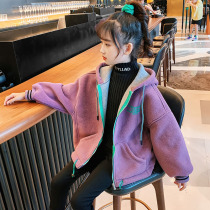 Girl Glint Jacket Spring Autumn 2022 New Children Rocking velvet clothing CUHK Fairy Ocean Slim Down Cardiovert Spring Clothing