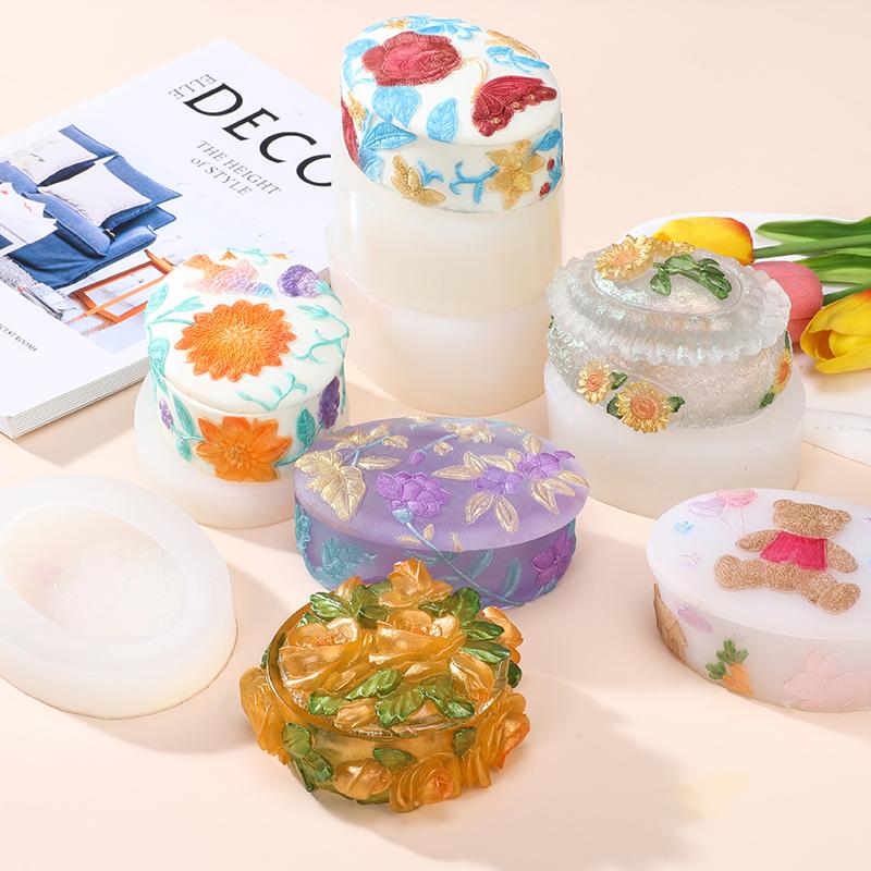 DIY Handmade Resin Mold Embroidery Flower Sunflower Rose Storage Box Silicone Mold Plaster Jewelry Mold DIY Handmade Resin Mold Embroidery Flower Sunflower Rose Storage Box Silicone Mold Plaster Jewelry Mold
